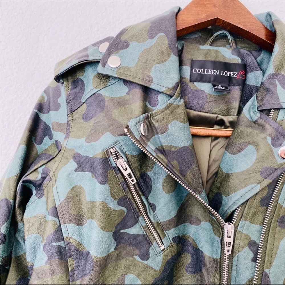 Colleen Lopez  Moto Camouflage Faux leather Jacket - Picture 2 of 6